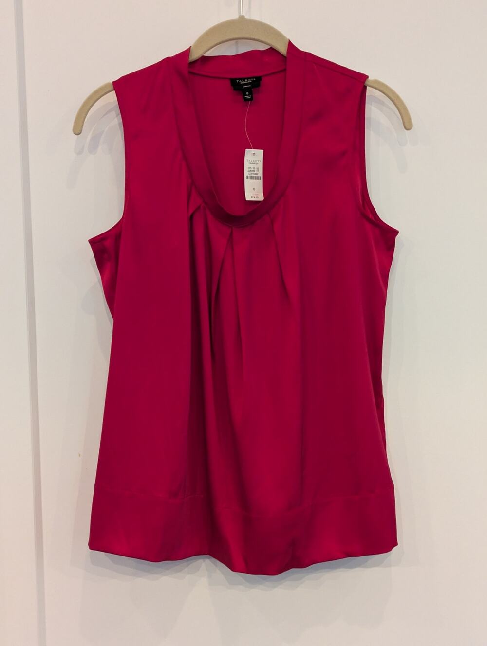 Talbots 6 Silk Sleeveless Top Blouse Magenta Pink Scoop Neck NWT
